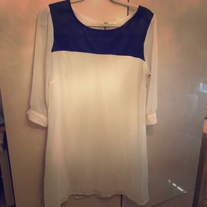 White dress with leather top